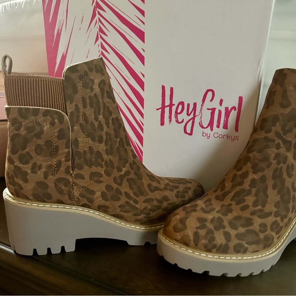 Hey Girl by Corkys Leopard Print Ankle Booties